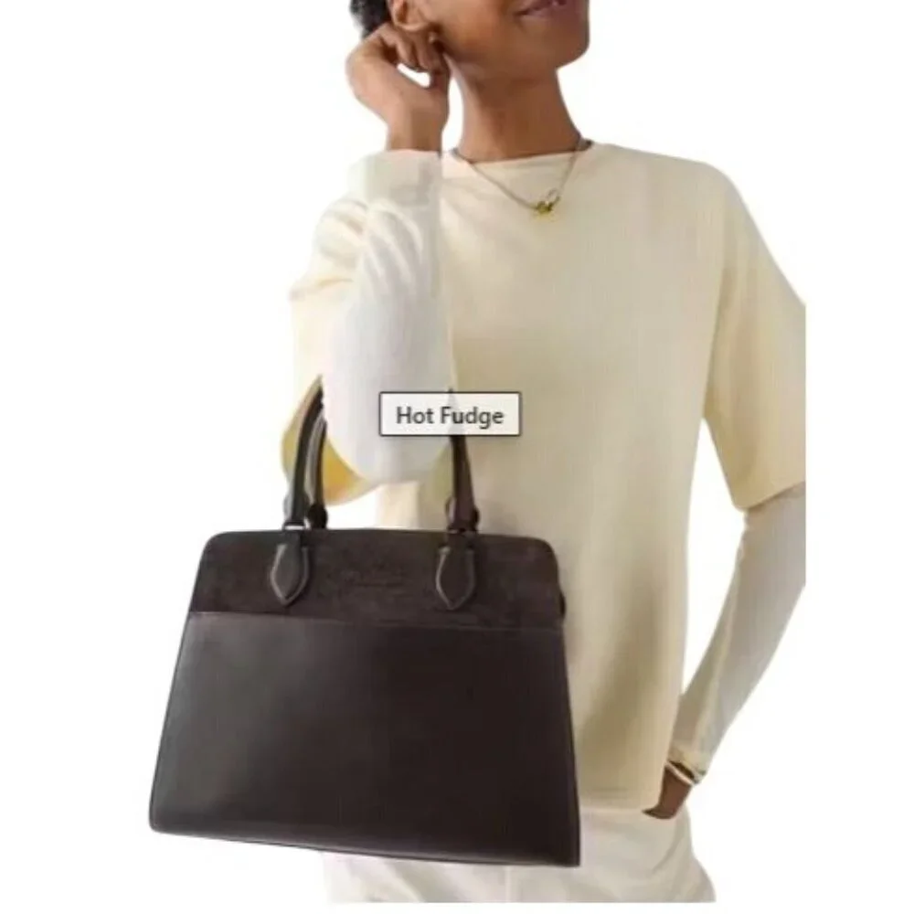 Kate Spade Womens Dark Brown Suede Madison Medium Satchel Handbag New